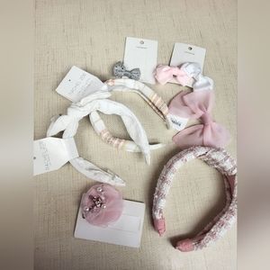 White Pink Headbands and Bows New Tags